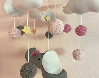 Baby Mobile Elephant Pink