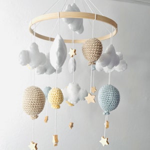 Baby Mobile Ballon Pastellgelb/Pastellblau/Beige Bild 5