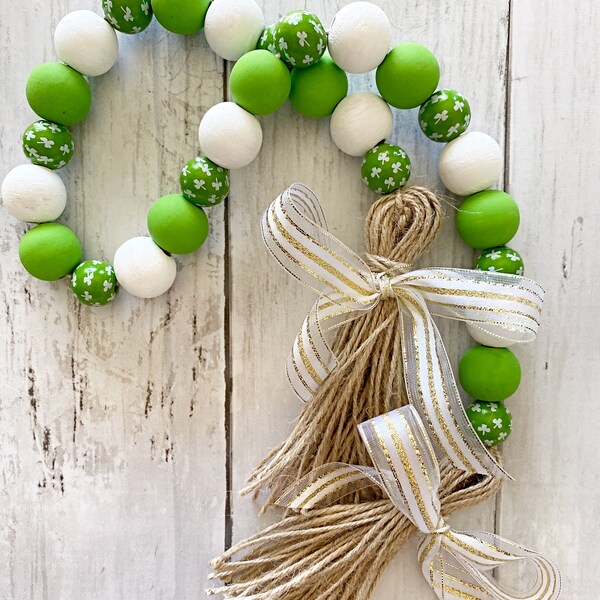 St. Patrick’s Day Decor-St. Patrick’s Day wood bead garland