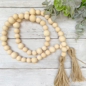 Extra Long Natural Wood Bead Garland