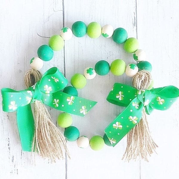 St. Patrick’s Day Wood Bead Garland, St. Patrick’s Day Beaded Gar, St. Patrick’s Day Decor