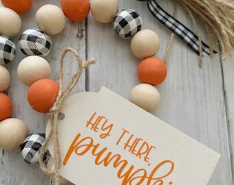 Fall farmhouse beaded garland, fall decor, pumpkin spice bead garland, Halloween beaded garland