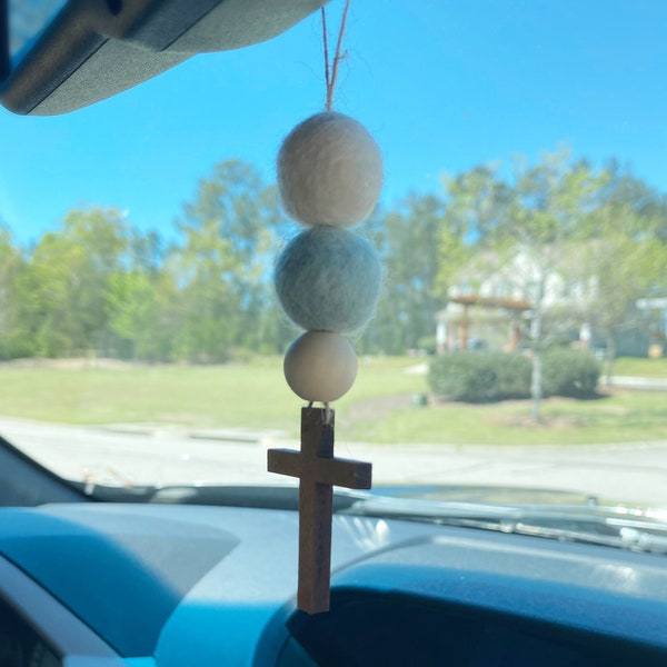 Essential Oil Diffuser, Tassel, Car Charm, Aromatherapy, Rear View Mirror Hanging, Car Accessories, Car Freshie, Car Decor, Cross Car Charm,