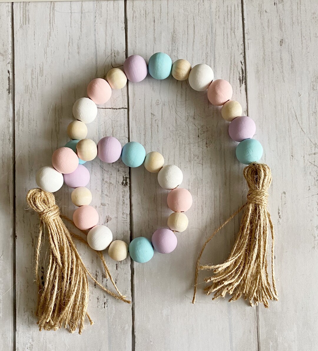Easter Wood Beaded Garland Easter Wood Bead Garland Etsy