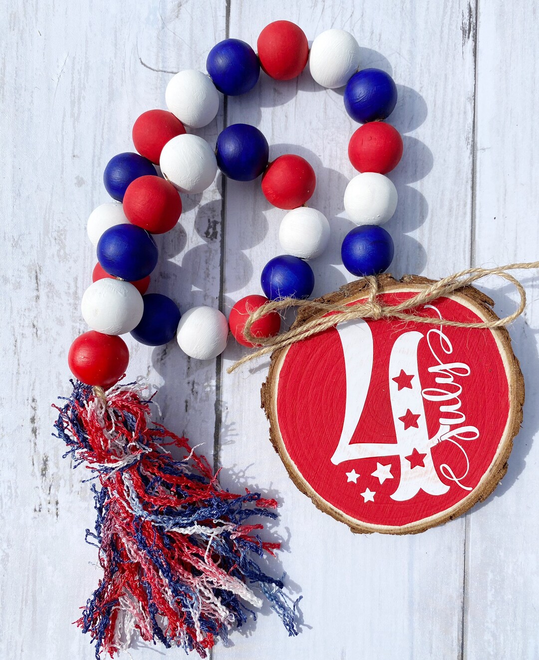 Fourth of July Beaded Garland, July 4th Bead Garland, Fourth of July