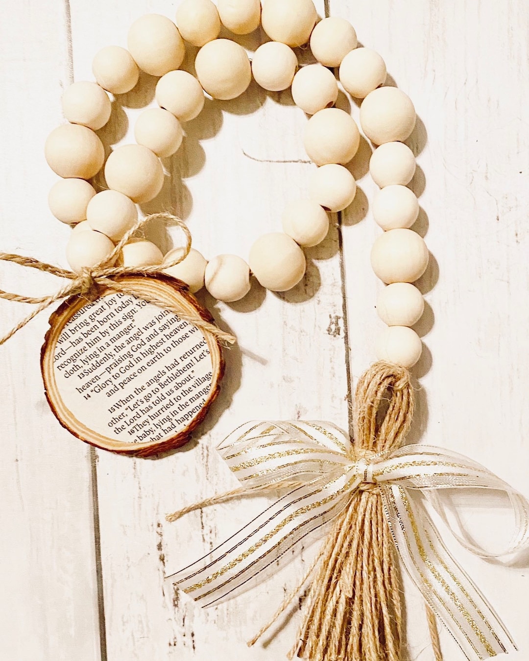 Bible Page Christmas Bead Garland, Bible Decor, Bible Verse, Farmhouse