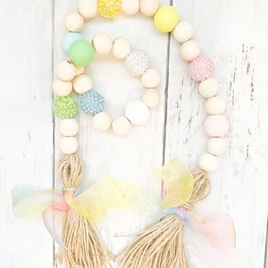Spring wood bead garland