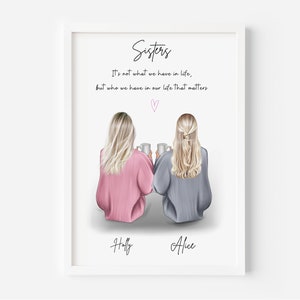 Sisters Gift | Custom BFF | Friends Illustration | Personalised Portrait | Personalised Sister Gift | Christmas Gift for Sister | Sisters