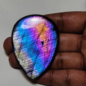 Super Gorgeous!! Rainbow Purple Labradorite Cabochon /  Unique Labradorite Pear Gemstone 60×43×7.50MM 180CT For Jewellery Making!!