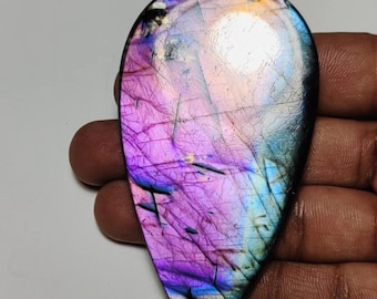 Gorgeous!! AAA++Quality Purple Flashy Spectrolite Labradorite Pear Shape Cabochon Best for Jewellery Making!! 86×46×6MM 231 CT