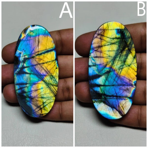 Hyper Magnifique !! Rainbow Purple Flashy Oval Sets Labradorite cabochon Loose Gemstone Best For Jewelry!!