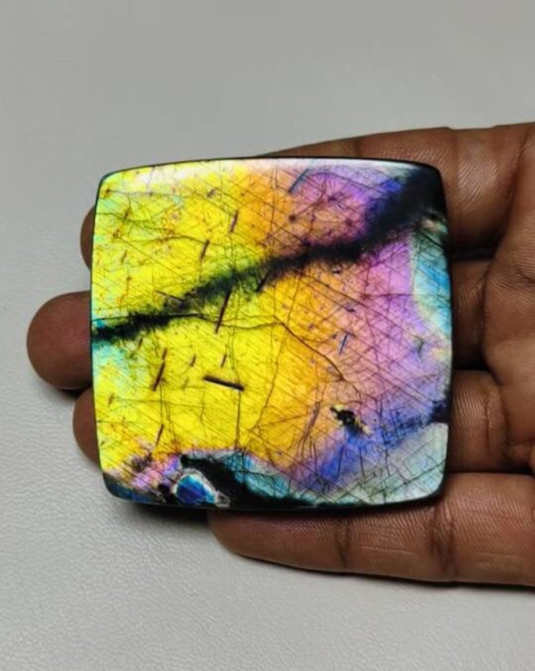 Very Very Unique Rainbow Purple Flashy Labradorite Square Shape ...