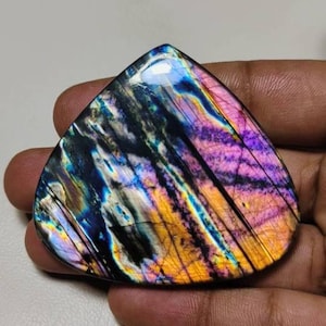 Super Gorgeous Collection Labradorite Gemstone AAAA+++ QUALITY Purple Flash Double Sided Labradorite 54×59×8MM CT 235