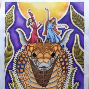 Impressão artística A4, A cobra dourada...o espírito vegetal do cardo, arte visionária
