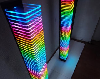 RGB Led Light Tower, ARGB Led Floor Lamp, Corner Lamp, RGB Led Accent Lamp, Acyrilic Tower Light, Music Sync, Wooden Design Light