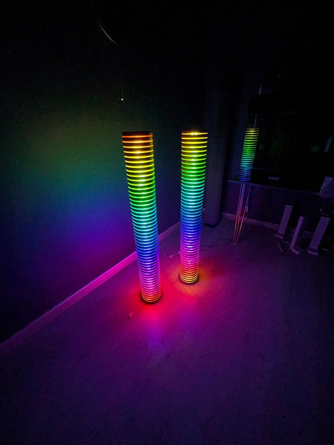 RGB Wooden Corner Lamp, 2xlamp, Led Floor Lamp, RGB Led Tower, Wooden