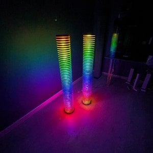 RGB Wooden Corner Lamp, (2xLamp), Led Floor Lamp, RGB Led Tower, Wooden Led Light, Living Room Accessories, RGB Night Light, Accent Lamp