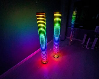 RGB Wooden Corner Lamp, (2xLamp), Led Floor Lamp, RGB Led Tower, Wooden Led Light, Living Room Accessories, RGB Night Light, Accent Lamp