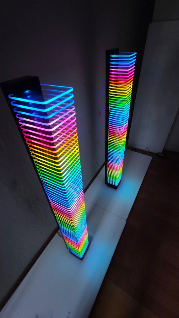 RGB Led Light Tower, ARGB Led Floor Lamp, Corner Lamp, RGB Led Accent Lamp,  Acyrilic Tower Light, Music Sync, Wooden Design Light 