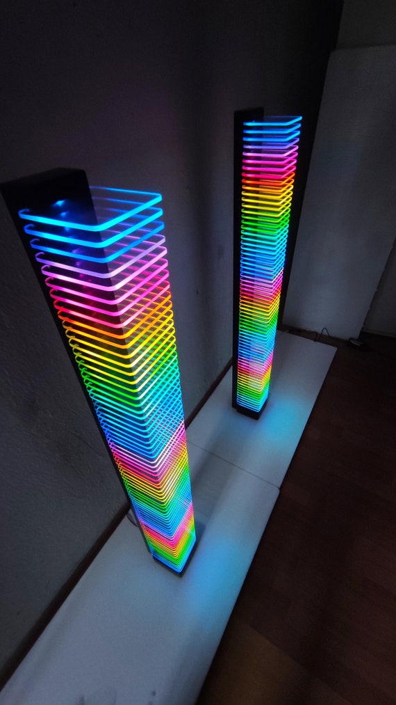 Torre de luz LED RGB, Lámpara de pie LED ARGB, Lámpara de esquina, Lámpara  de acento LED RGB, Luz de torre acrílica, Sincronización de música, Luz de  diseño de madera 