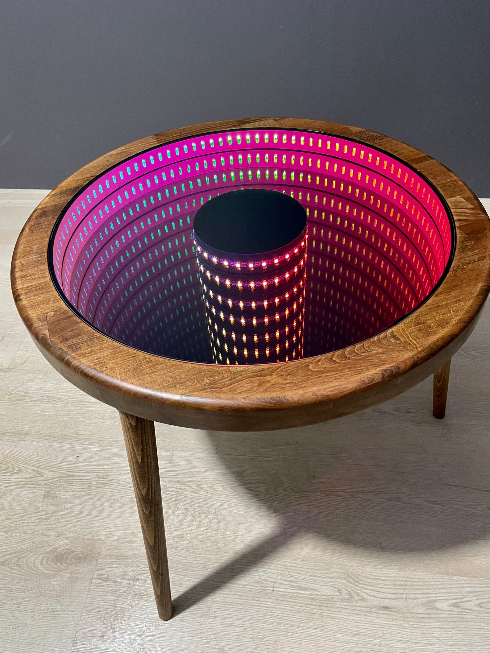 Infinity Mirror Coffee Table Infinity Effect Wooden Coffee Etsy