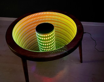 nfinity Mirror Coffee Table Led Light Table Wooden Coffee Table