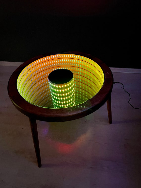 Mesa de centro con espejo infinito, mesa de luz LED, mesa de centro de  madera, espejo 3D, sincronización de música, sonido reactivo, cambio de  color, control remoto -  México