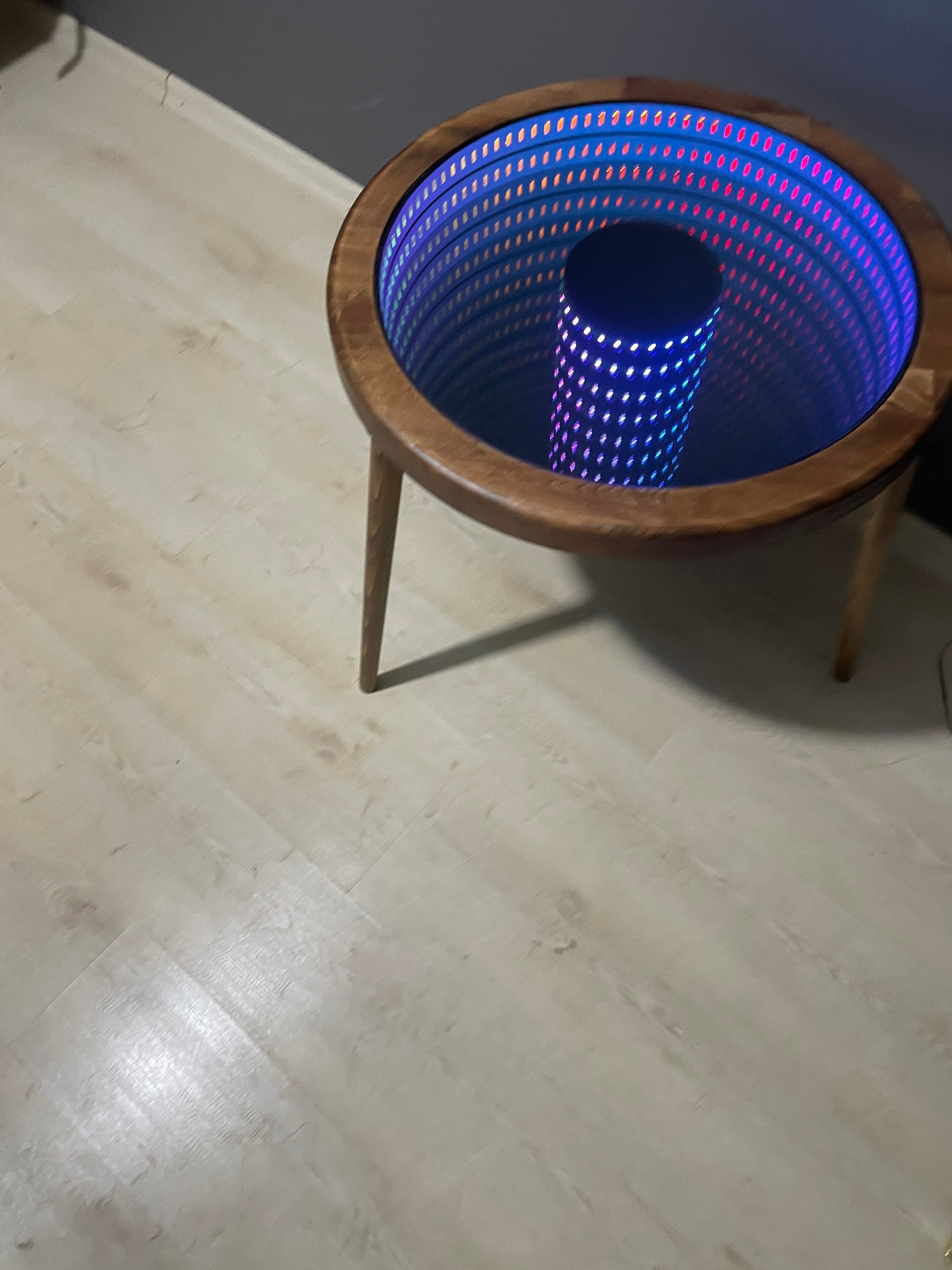 İnfinity Mirror Coffee Table Led Light Table Wooden Coffee Etsy Australia
