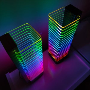 Niepowtarzalne lampy stojące do salonu (2x Tower), reagujące na dźwięk, dekoracyjne oświetlenie LED RGB, oświetlenie nastrojowe, zmieniająca kolor lampa stołowa neonowa.