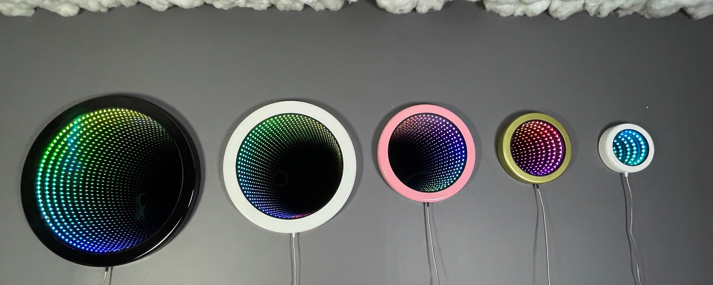 Decoración de pared de espejo infinito, espejo infinito LED personalizado,  control de un solo color, control de color RGB y controlador de  sincronización de Sens de sonido de música -  México