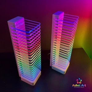 Aesthetic Room Decor, RGB LED Light Lamp, Sound Reactive, Ambient Lighting, Modern Home Floor Lamp, Corner Light for Living Room, LED Art