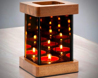 インフィニティミラーティーライトキャンドルホルダー、ユニーク