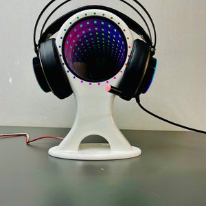 Infinity Mirror Headset Stand, Headphone Stand, Gaming Headphone Stand, RGB Led Light Headset Stand, Wooden Headset Stand, Argb, Led Mirror image 6