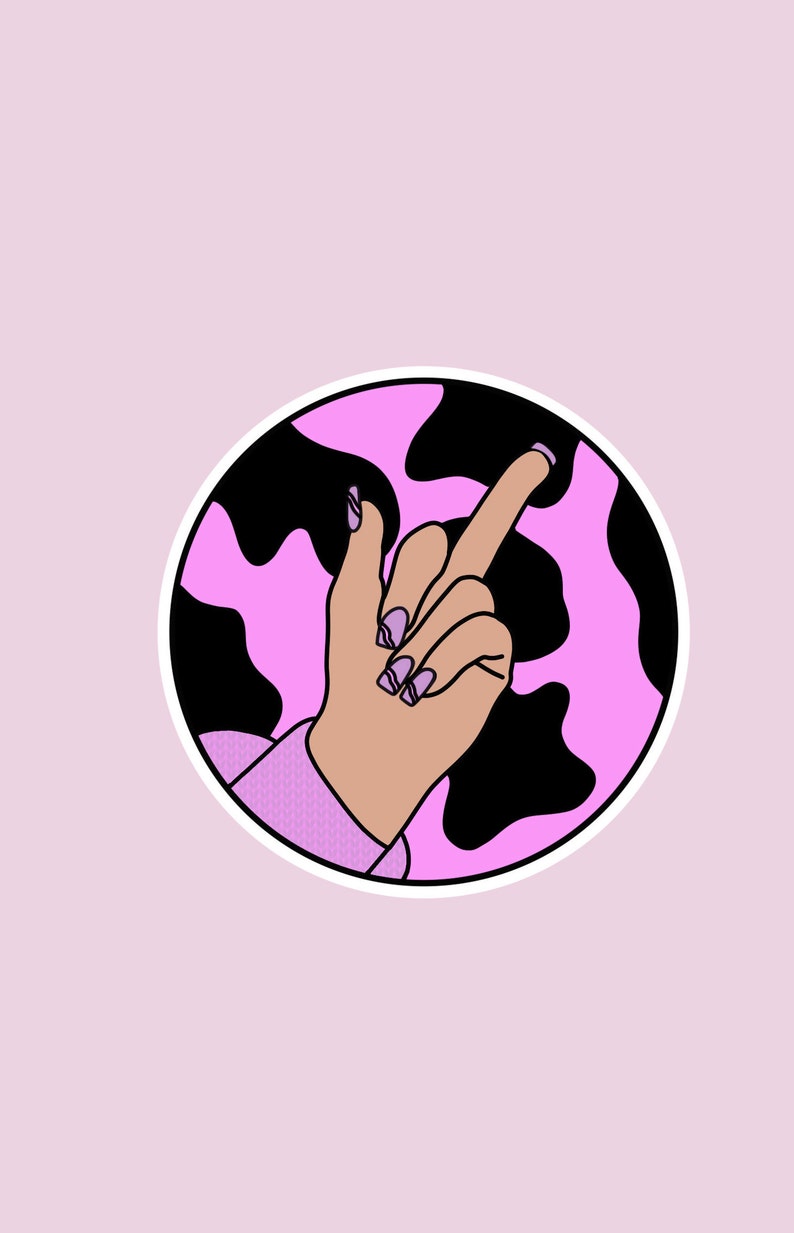 Middle Finger Sticker Cow Print Sticker Laptop Stickers - Etsy Australia