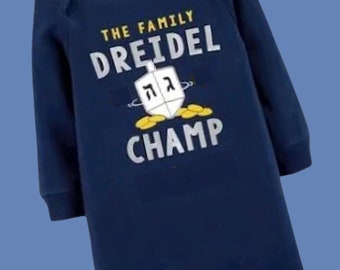 Hanukkah Dreidel Champ Baby Romper With Optional Personalization