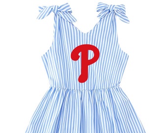 Phillies Girls Striped Bow Dress in Pink or Blue in Sizes 1 to 10 years