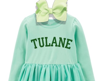 Tulane Tutu Dress + Bow Outfit For Baby and Girls