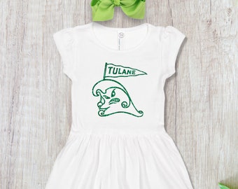 Tulane Dress and Bow Set for Baby and Girls up to 6 years