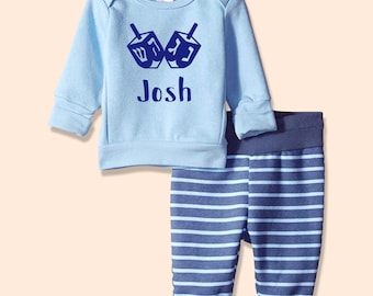 Personalized Dreidel Sweatshirt and Jogger Set for Baby and Kids