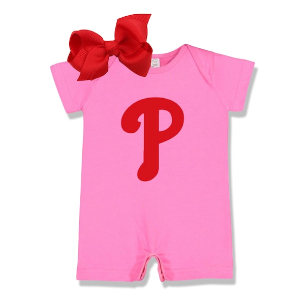 Phillies Romper and Bow Set For Baby Girls 0 to 6 months