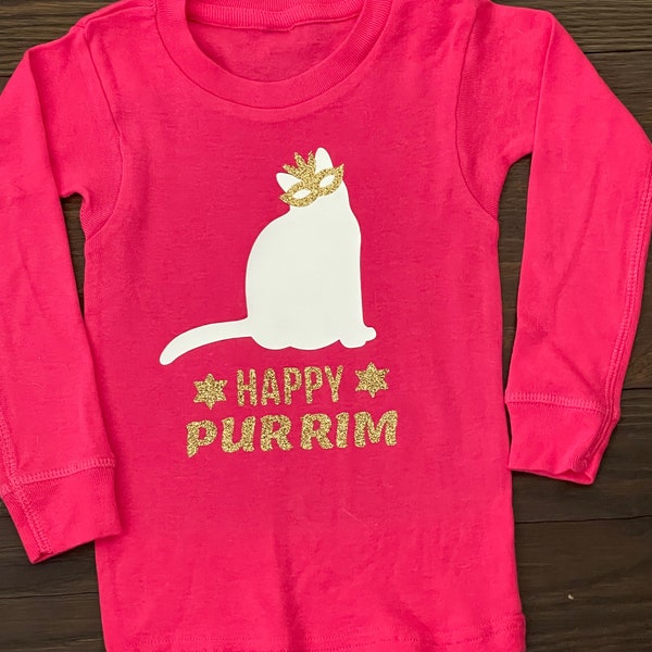 Purim Happy Purrim Cat Tees for Jewish Families