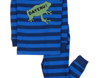 Passover Dayenu! Frog Striped Pajamas for Kids, Baby + Adults
