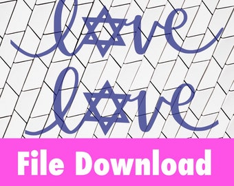 Set of LOVE Jewish Star of David  File for Download PNG JPG