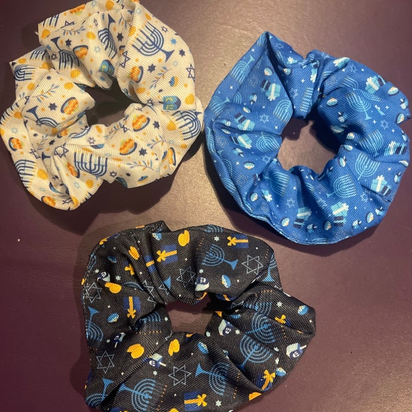 Hanukkah Jewish Hair Scrunchies for Women, Girls, and Teen