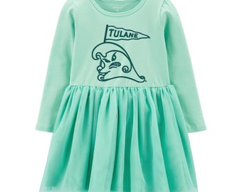 Tulane Green Tulle Dress For Baby & Toddler Girls