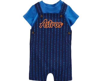 Ensemble salopette et t-shirt à rayures Astros pour bébés et tout-petits de 0 à 24 mois