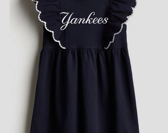 Yankees Girls Navy Flounce Sleeve Dress