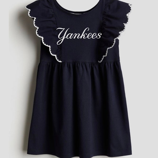 Yankees Girls Navy Flounce Sleeve Dress