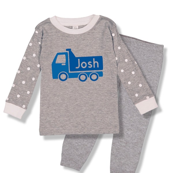 Personalized Truck Pajamas And Rompers for kids and Baby