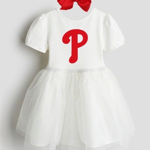 Phillies Dress Tulle Tutu and Bow Outfit for Girls and Baby 3 months to 10 Years image 1